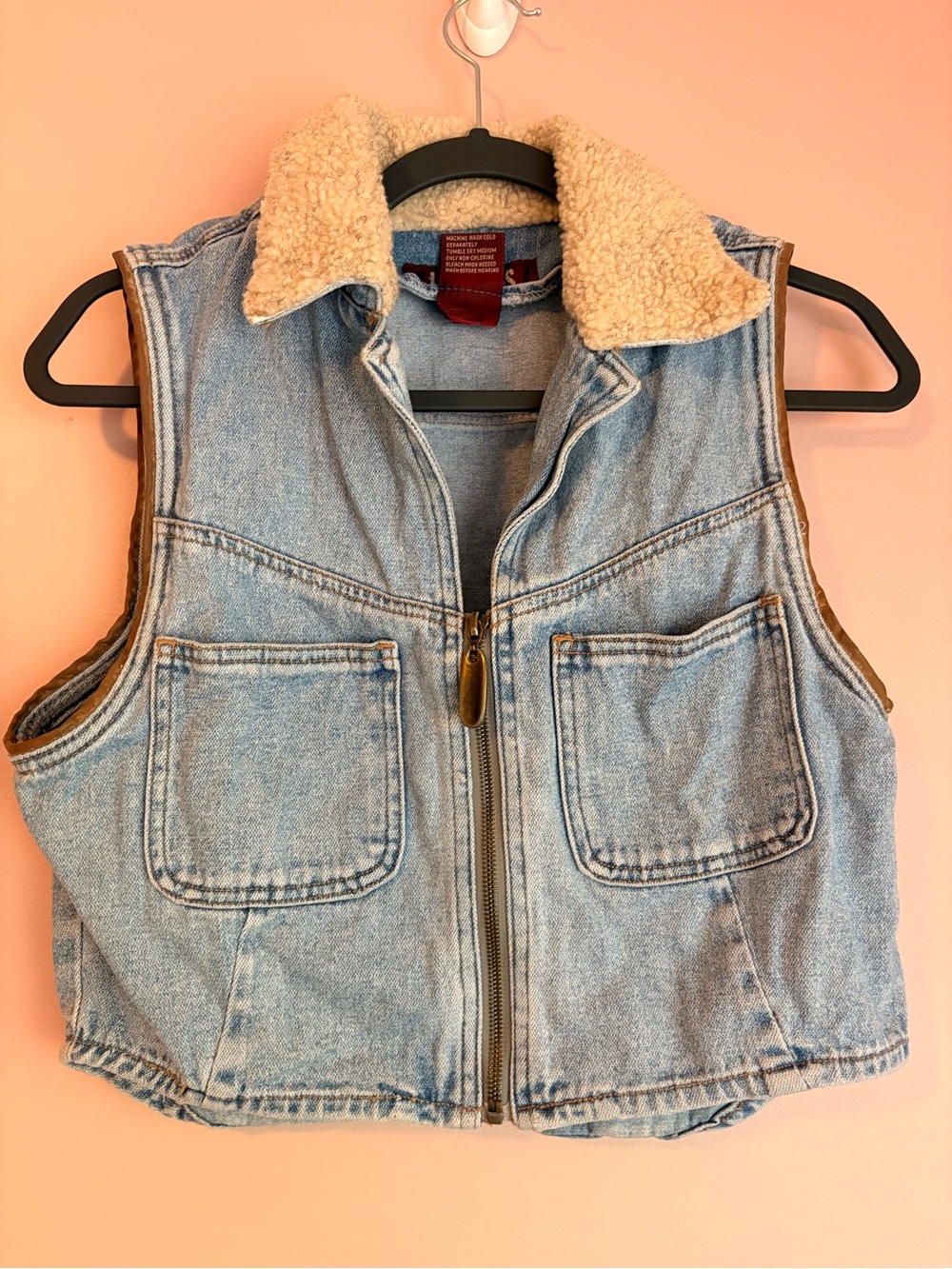 💚L.A. Blues Vintage Blue Denim Sherpa-Lined Vest